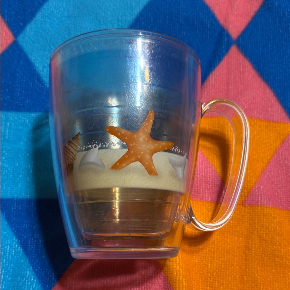Beach-Themed Clear Tervis Mug with Starfish Design